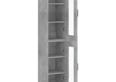 Dulap înalt, gri beton, 34,5x34x180 cm, lemn prelucrat - 4/5