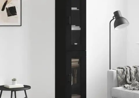 Dulap înalt, negru, 34,5x34x180 cm, lemn prelucrat - 1/5