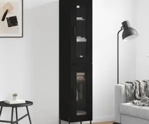 vidaXL Dulap înalt, negru, 34,5x34x180 cm, lemn prelucrat