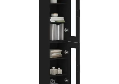 Dulap înalt, negru, 34,5x34x180 cm, lemn prelucrat - 3/5