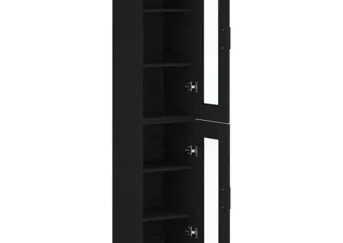 Dulap înalt, negru, 34,5x34x180 cm, lemn prelucrat - 4/5