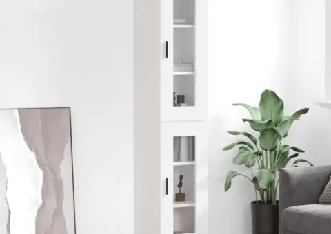 Dulap înalt, alb, 34,5x34x180 cm, lemn prelucrat - 1/5