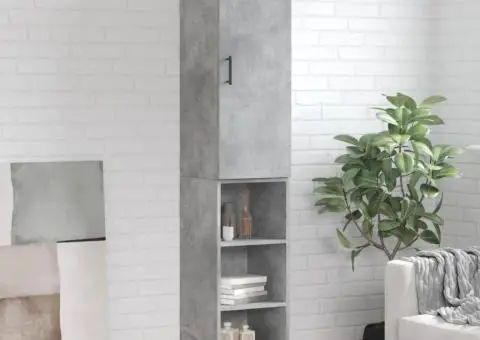 Dulap înalt, gri beton, 34,5x34x180 cm, lemn prelucrat - 1/5