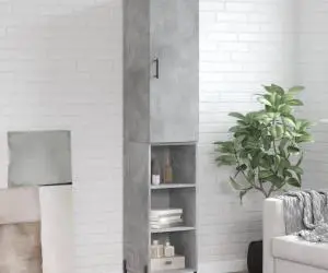 vidaXL Dulap înalt, gri beton, 34,5x34x180 cm, lemn prelucrat