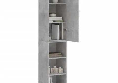 Dulap înalt, gri beton, 34,5x34x180 cm, lemn prelucrat - 3/5