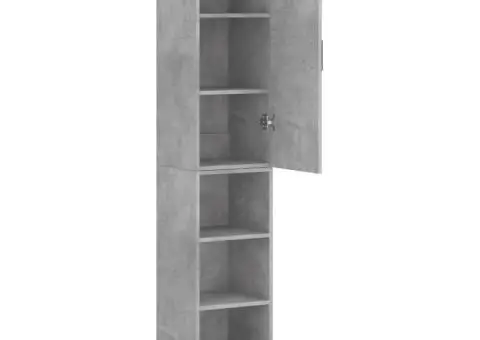 Dulap înalt, gri beton, 34,5x34x180 cm, lemn prelucrat - 4/5