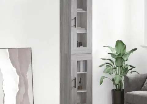 Dulap înalt, gri sonoma, 34,5x34x180 cm, lemn prelucrat - 1/5