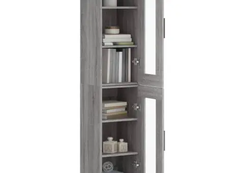 Dulap înalt, gri sonoma, 34,5x34x180 cm, lemn prelucrat - 3/5