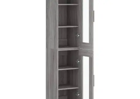 Dulap înalt, gri sonoma, 34,5x34x180 cm, lemn prelucrat - 4/5