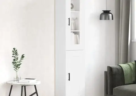 Dulap înalt, alb, 34,5x34x180 cm, lemn prelucrat - 1/5