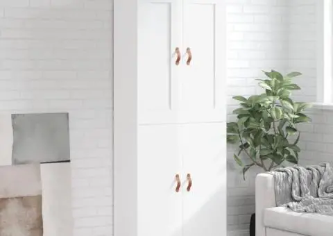 Dulap înalt, alb extralucios, 69,5x34x180 cm, lemn compozit - 1/5