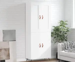 vidaXL Dulap înalt, alb extralucios, 69,5x34x180 cm, lemn compozit