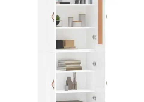 Dulap înalt, alb extralucios, 69,5x34x180 cm, lemn compozit - 3/5