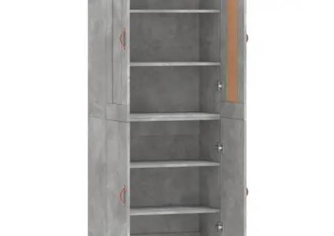 Dulap înalt, gri beton, 69,5x34x180, lemn compozit - 4/5