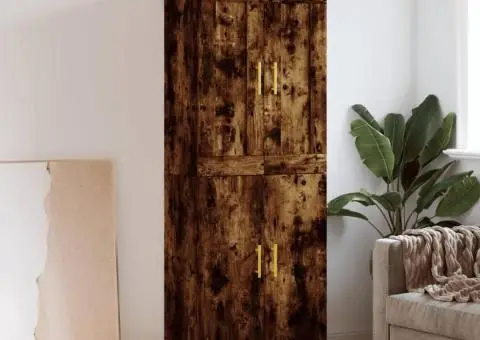 Dulap înalt, stejar fumuriu, 69,5x34x180, lemn compozit - 1/5