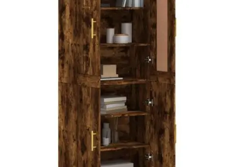 Dulap înalt, stejar fumuriu, 69,5x34x180, lemn compozit - 3/5