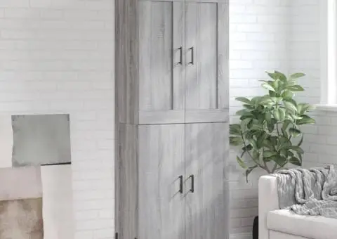 Dulap înalt, gri sonoma, 69,5x34x180 cm, lemn compozit - 1/5