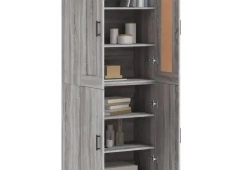 Dulap înalt, gri sonoma, 69,5x34x180 cm, lemn compozit - 3/5