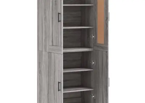 Dulap înalt, gri sonoma, 69,5x34x180 cm, lemn compozit - 4/5