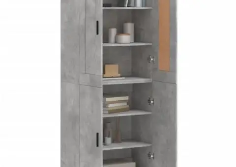Dulap înalt, gri beton, 69,5x34x180, lemn compozit - 3/5