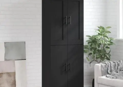 Dulap înalt, negru, 69,5x34x180 cm, lemn compozit - 1/5