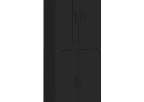 Dulap înalt, negru, 69,5x34x180 cm, lemn compozit - 2/5