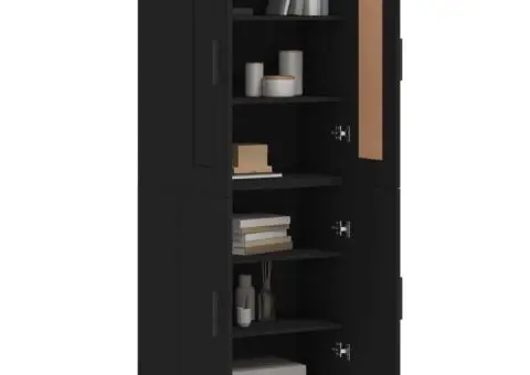 Dulap înalt, negru, 69,5x34x180 cm, lemn compozit - 3/5