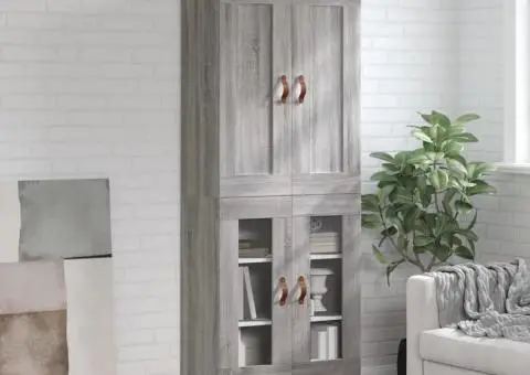 Dulap înalt, gri sonoma, 69,5x34x180 cm, lemn compozit - 1/5