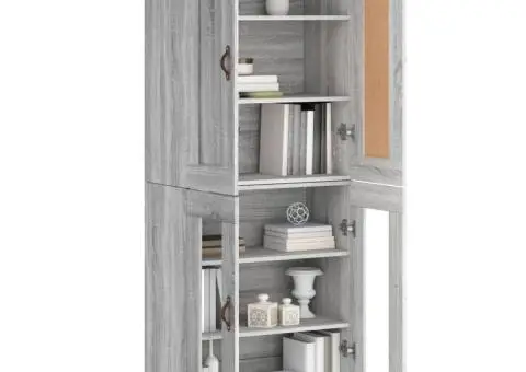 Dulap înalt, gri sonoma, 69,5x34x180 cm, lemn compozit - 3/5