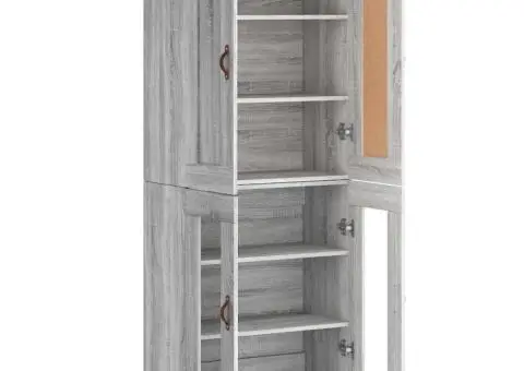 Dulap înalt, gri sonoma, 69,5x34x180 cm, lemn compozit - 4/5