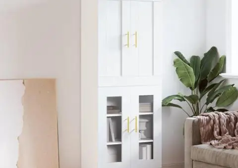 Dulap înalt, alb, 69,5x34x180 cm, lemn compozit - 1/5