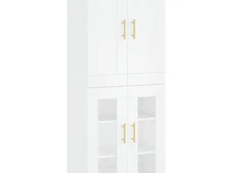 Dulap înalt, alb, 69,5x34x180 cm, lemn compozit - 2/5