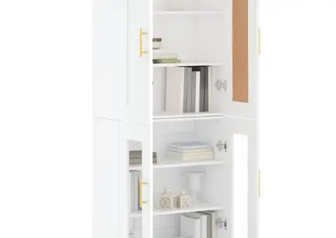 Dulap înalt, alb, 69,5x34x180 cm, lemn compozit - 3/5