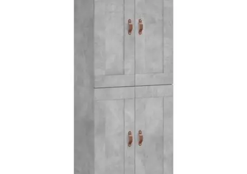 Dulap înalt, gri beton, 69,5x34x180, lemn compozit - 2/5