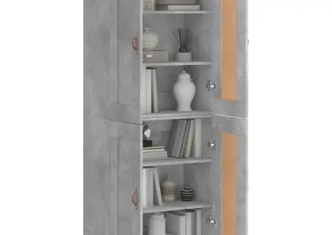 Dulap înalt, gri beton, 69,5x34x180, lemn compozit - 3/5