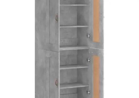 Dulap înalt, gri beton, 69,5x34x180, lemn compozit - 4/5