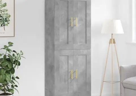 Dulap înalt, gri beton, 69,5x34x180, lemn compozit - 1/5
