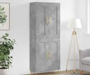 Dulap înalt, gri beton, 69,5x34x180, lemn compozit
