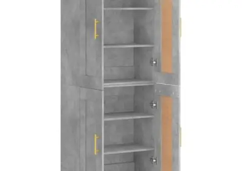 Dulap înalt, gri beton, 69,5x34x180, lemn compozit - 4/5