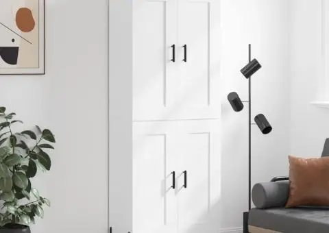 Dulap înalt, alb, 69,5x34x180 cm, lemn compozit - 1/5