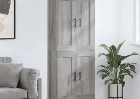 Dulap înalt, gri sonoma, 69,5x34x180 cm, lemn compozit - 1/5