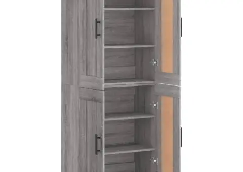 Dulap înalt, gri sonoma, 69,5x34x180 cm, lemn compozit - 4/5