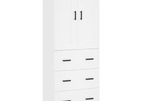 Dulap înalt, alb, 69,5x34x180 cm, lemn compozit - 2/5