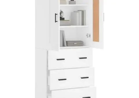 Dulap înalt, alb, 69,5x34x180 cm, lemn compozit - 3/5