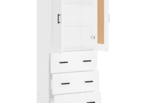 Dulap înalt, alb, 69,5x34x180 cm, lemn compozit - 4/5