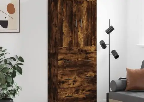 Dulap înalt, stejar fumuriu, 69,5x34x180, lemn compozit - 1/5