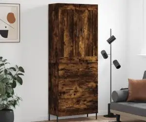vidaXL Dulap înalt, stejar fumuriu, 69,5x34x180, lemn compozit