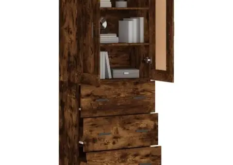 Dulap înalt, stejar fumuriu, 69,5x34x180, lemn compozit - 3/5