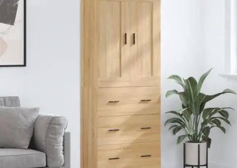 Dulap înalt, stejar sonoma, 69,5x34x180 cm, lemn compozit - 1/5