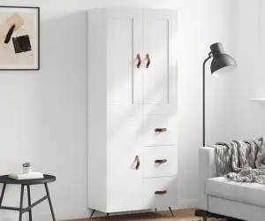 vidaXL Dulap înalt, alb extralucios, 69,5x34x180 cm, lemn compozit